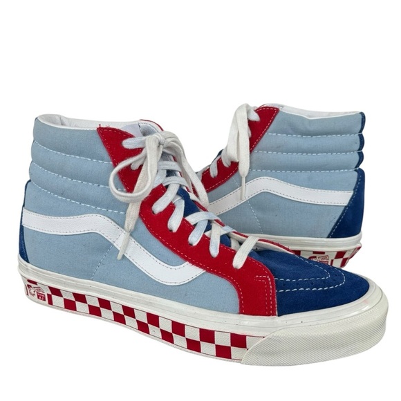 VANS SK8-HI 38 DX Anaheim Factory Skate Shoes Blue Yellow Red | Men 8 Women 9.5 - Picture 2 of 12